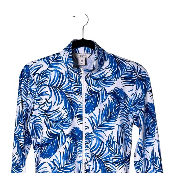 Tommy Bahama Golf Zip Up Jacket Blue White Sporty Vacation Tropical Resortwear S - Picture 5 of 9